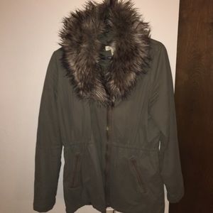 H&M parka jacket with fur lined collar